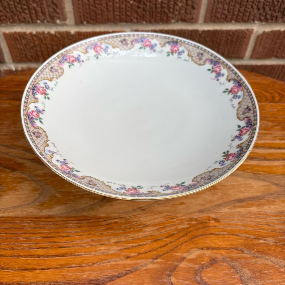Victoria Czecho-Slovakia Fruit Bowl Plate Compotier Rose Gold Garland - Picture 2 of 7